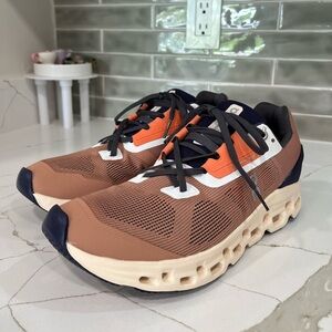 On Running Sneakers in Tan, Orange, and Navy